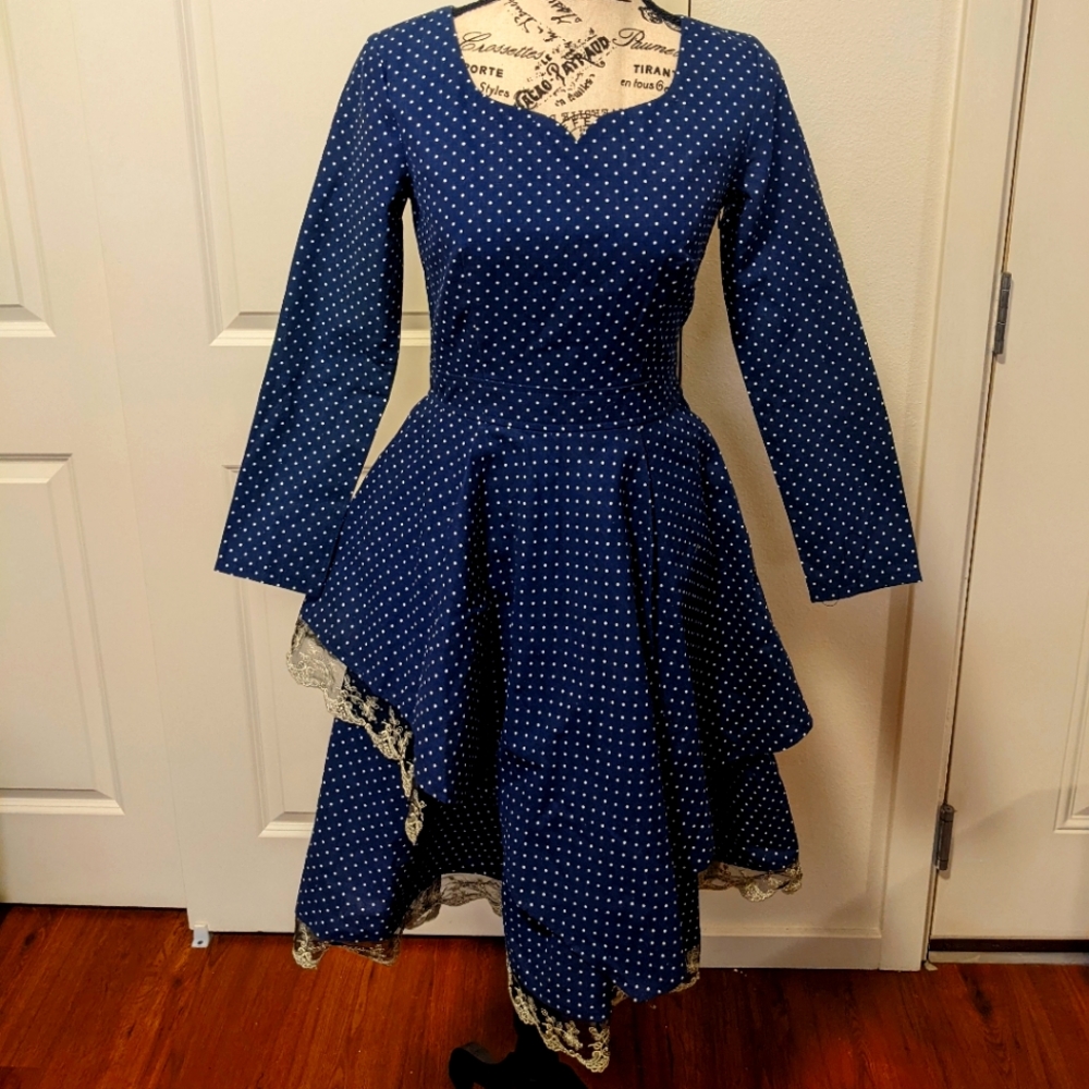 Polka dot and lace dress